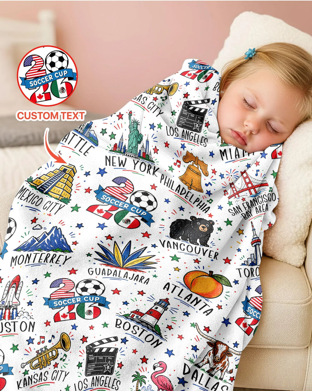 2026 Soccer Cup Host Citties Bamboo Blanket