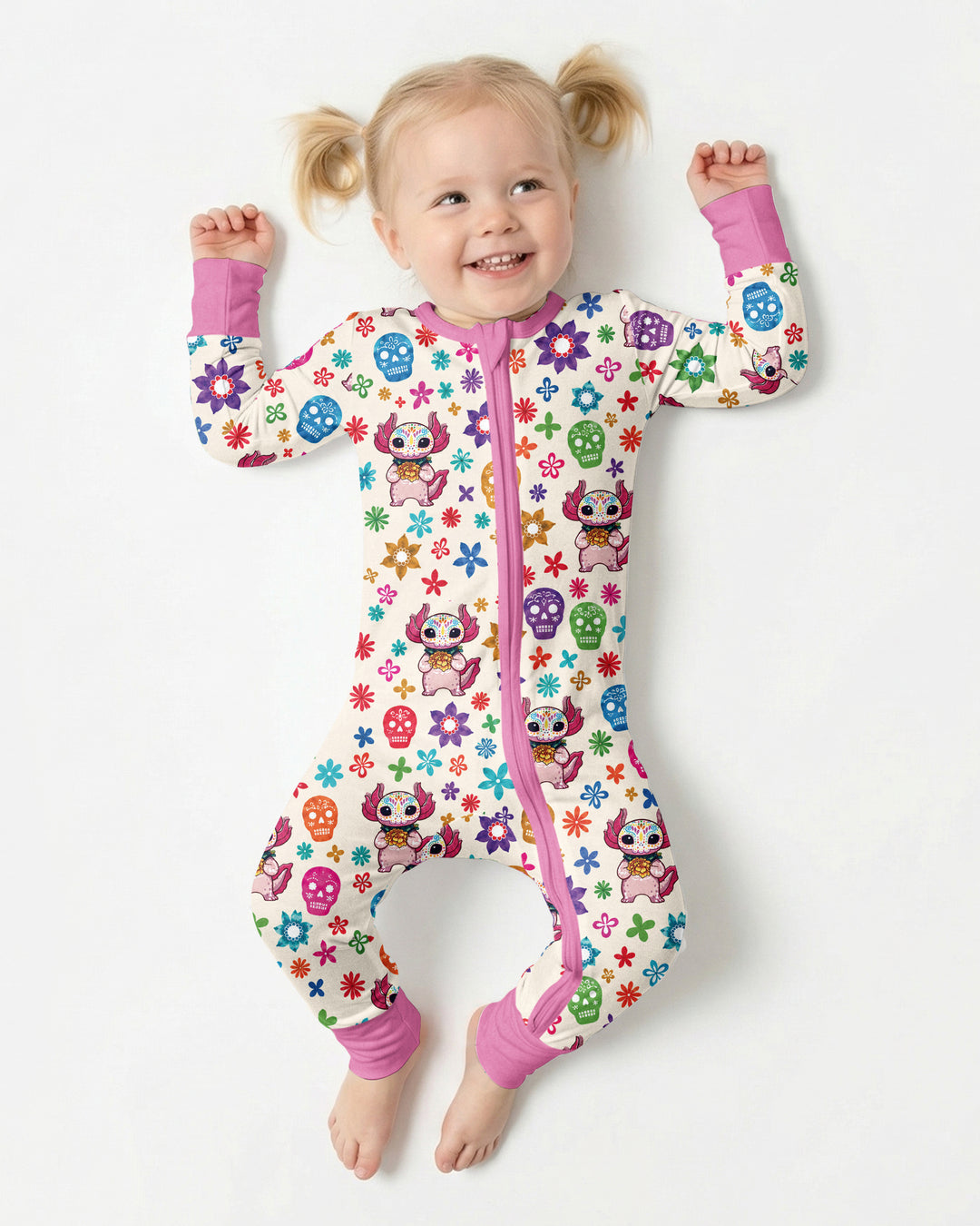 Sugar Skull Axolotl  Bamboo Convertible Zippy