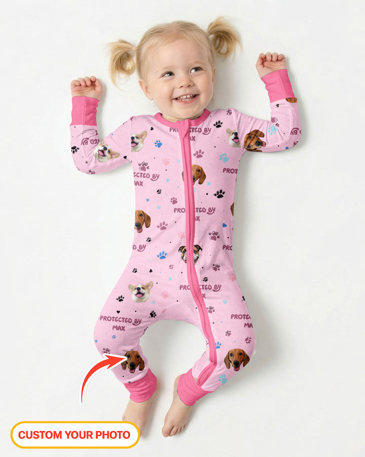 Custom Dog Photos "Protected By" Pawfect Pink Bamboo Convertible Zippy