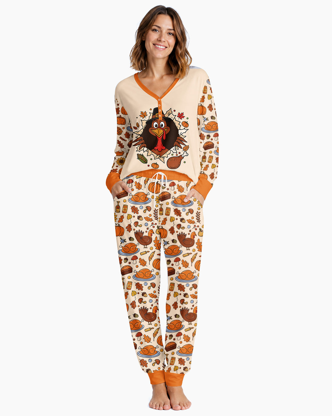 Funny Turkey on Thanksgiving Bamboo Women Pajama Set