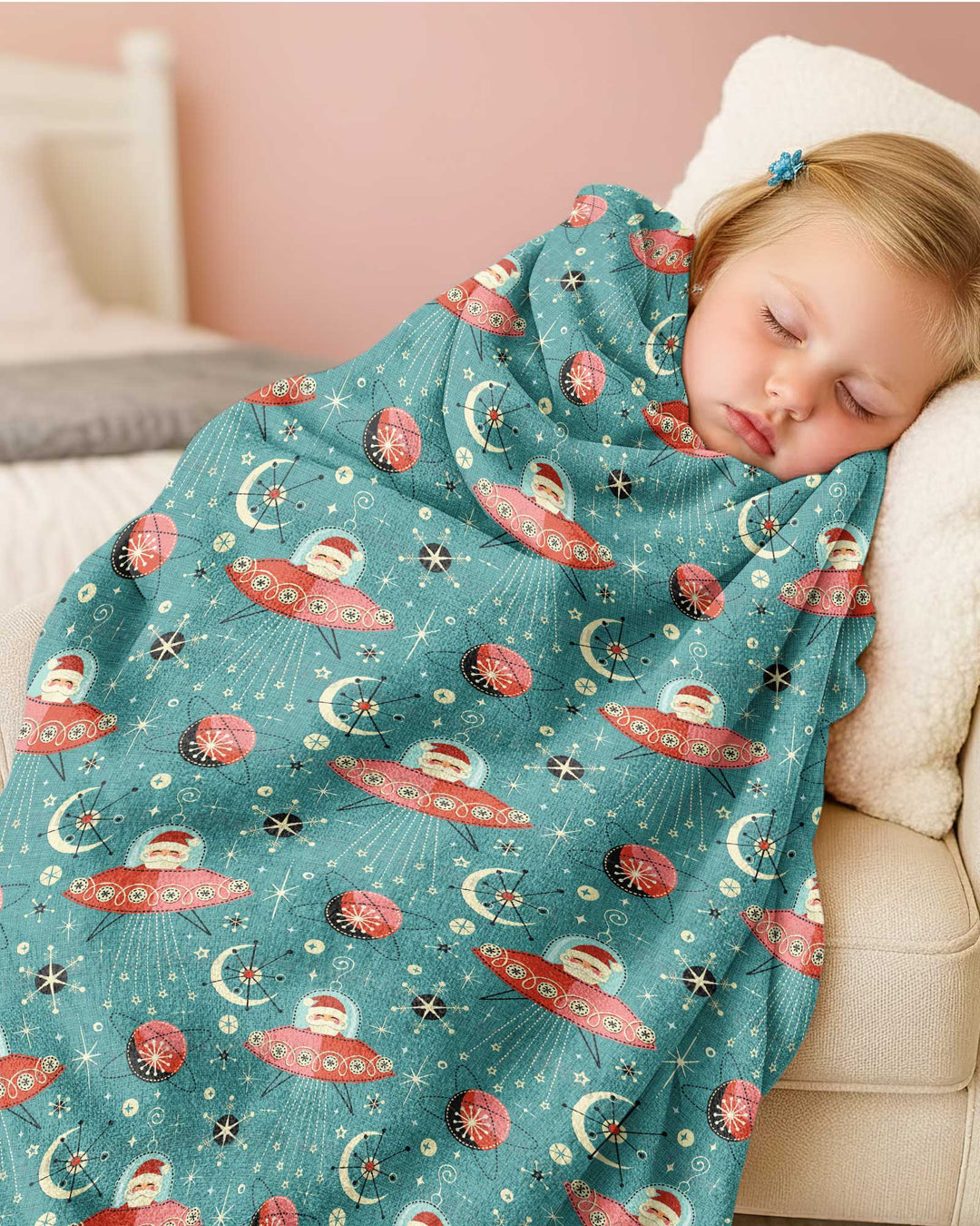 Atomic Santas in Space Bamboo Blanket