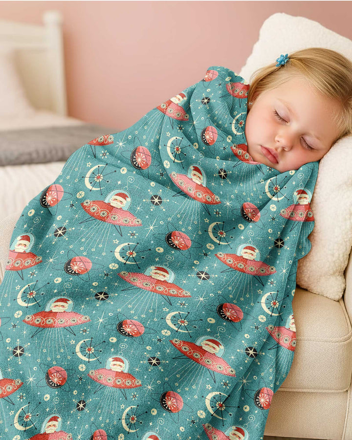 Atomic Santas in Space Bamboo Blanket