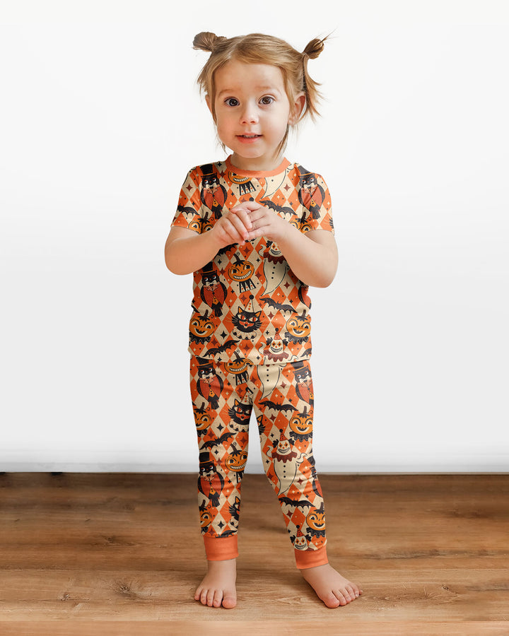 Vintage Halloween Carnival Bamboo Two Piece Short Sleeve Pajama Set