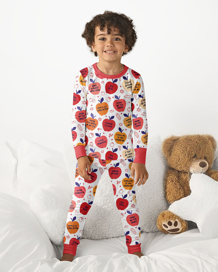 Rosh Hashanah Funny Jewish Puns Bamboo Two Piece Long Sleeve Pajama Set