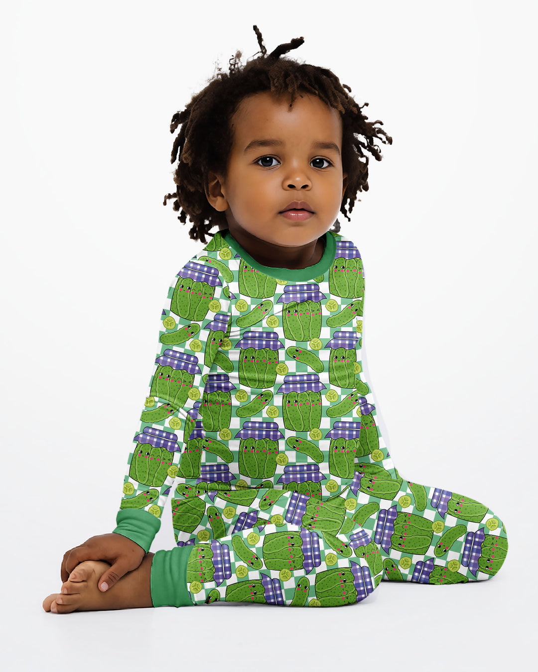Kawaii Pickle Jar Bamboo Two Piece Long Sleeve Pajama Set