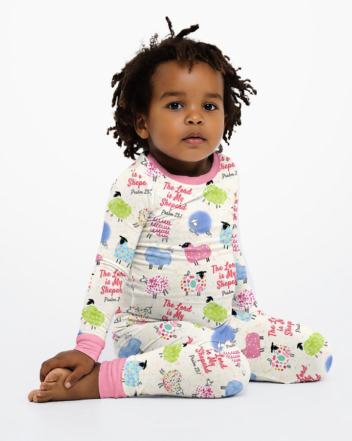 The Lord Is My Shepherd Psalm 23 Bamboo Two Piece Long Sleeve Pajama Set