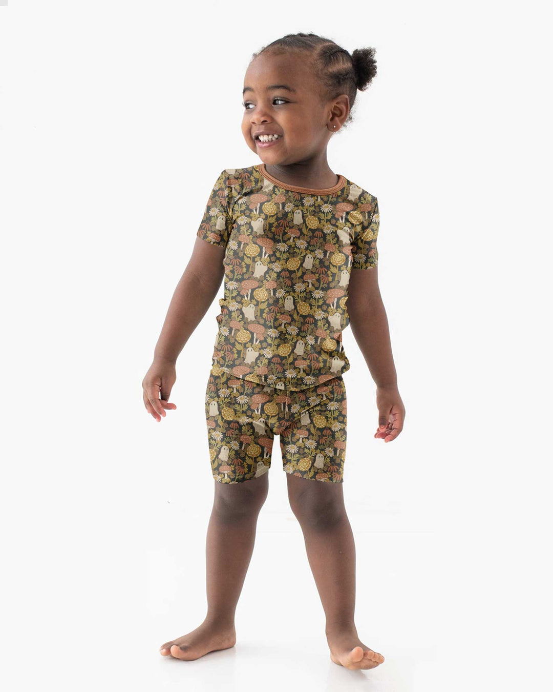 Ghost Garden Dark Autumn Bamboo Two Piece Short Sleeve Shorts Pajama Set