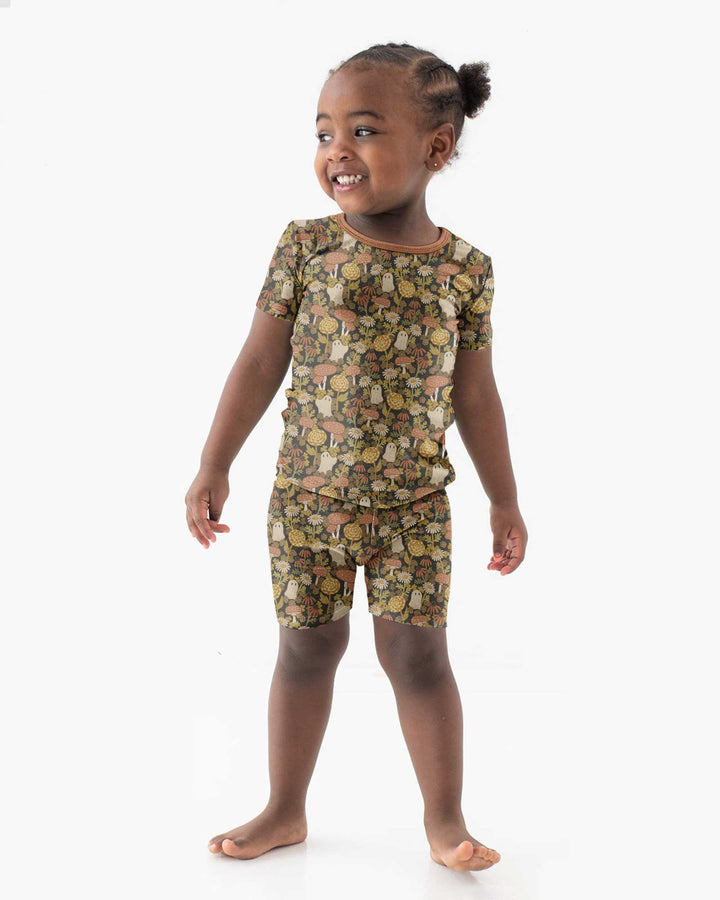 Ghost Garden Dark Autumn Bamboo Two Piece Short Sleeve Shorts Pajama Set