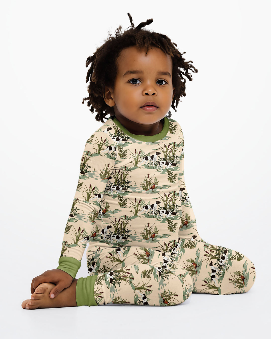 Vintage Pheasant & Hunting Dog Field Family Matching Bamboo Two Piece Long Sleeve Pajama Set