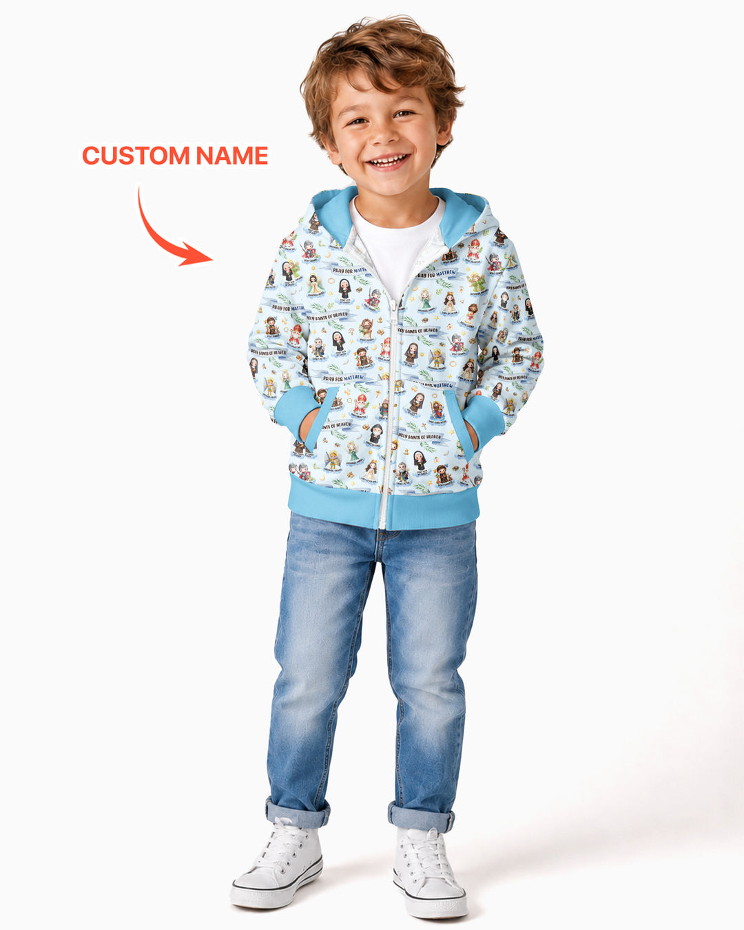 Heilige des Himmels Personalisierter Bambus-Kapuzenpullover mit Reißverschluss