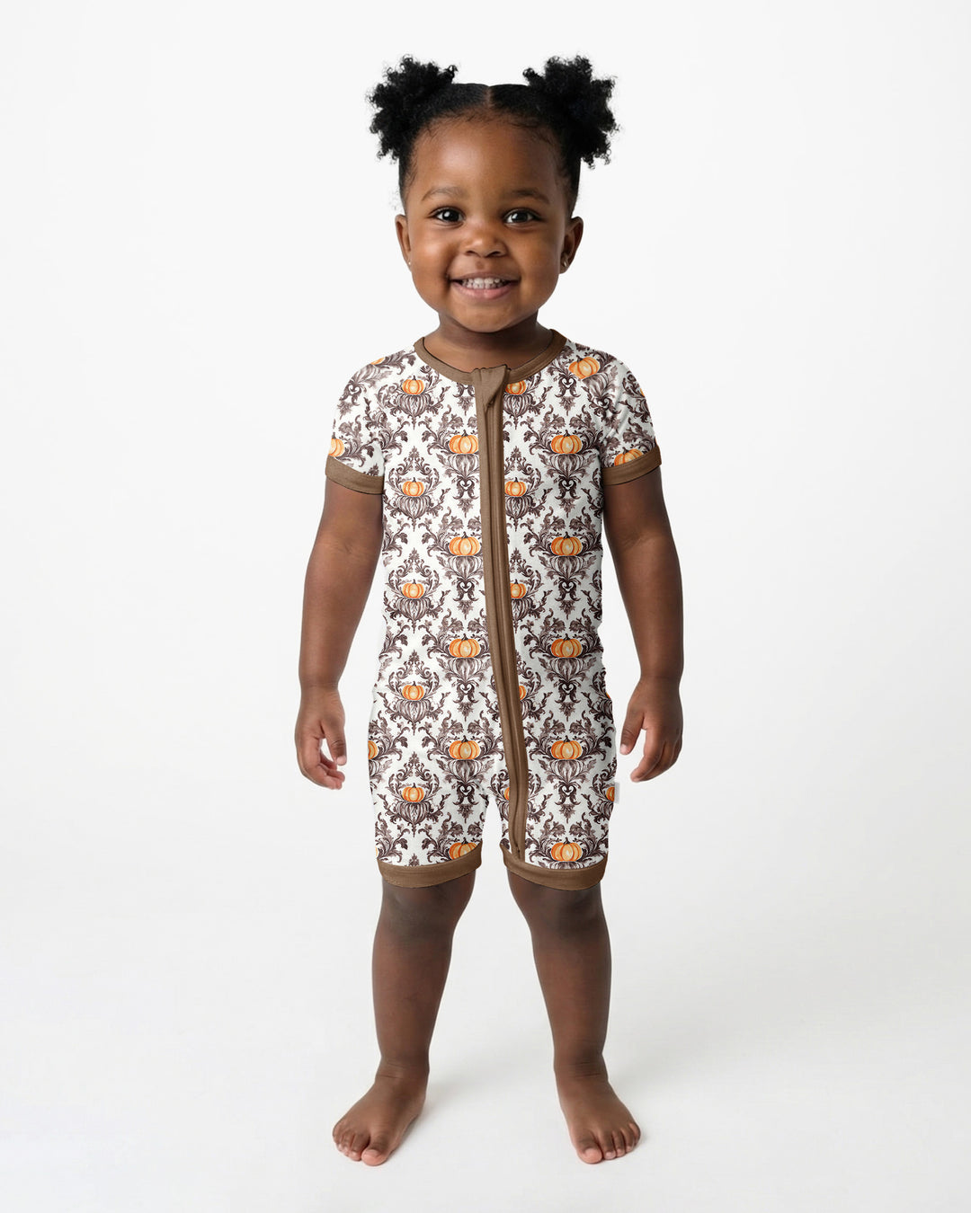 Pumpkin Toile Family Matching Bamboo Shorty Zippy