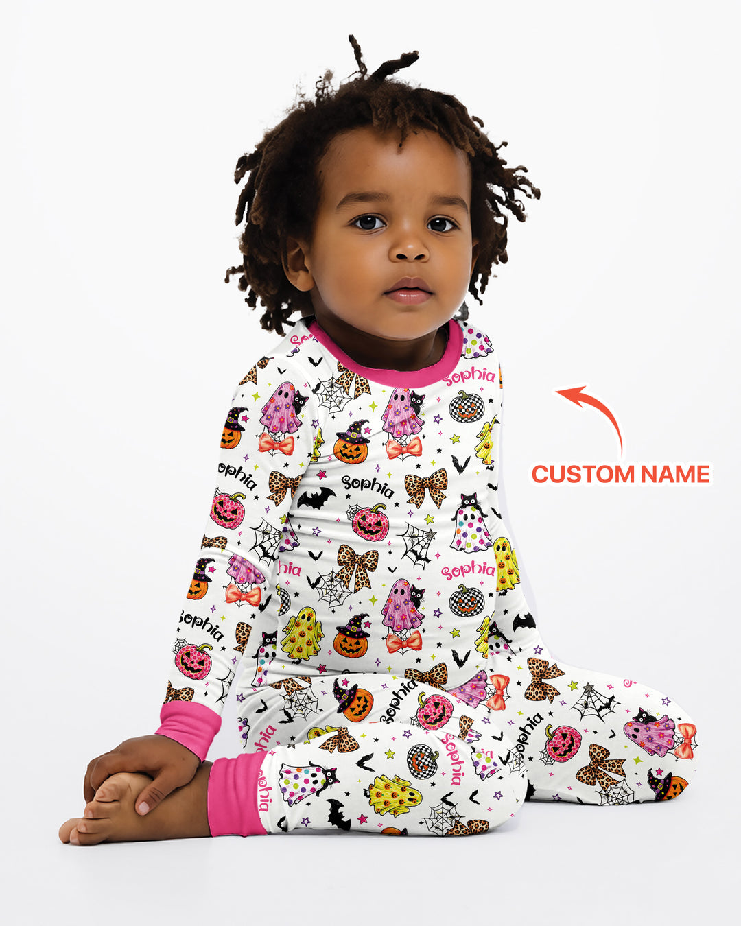 Custom Name Coquette Summerween Bamboo Two Piece Long Sleeve Pajama Set