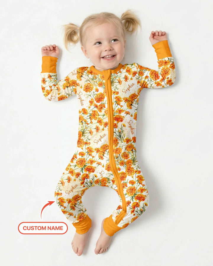 Custom Name Birth Month Flowers Bamboo Convertible Zippy