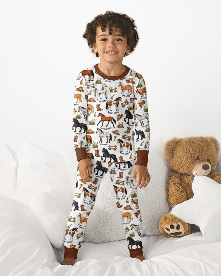 Types Of Horses Bamboo Two Piece Long Sleeve Pajama Set