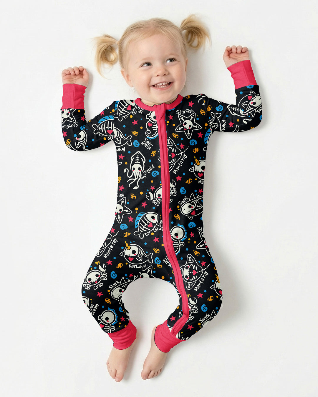 Kawaii Skeleton Ocean Animals Bamboo Convertible Zippy