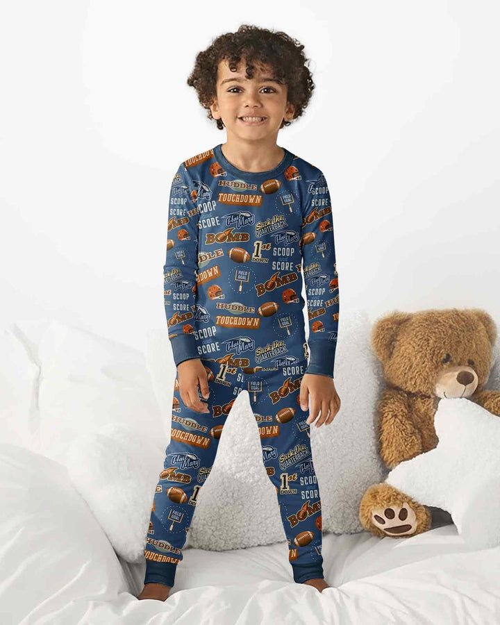 Football Lingo Bamboo Two Piece Long Sleeve Pajama Set