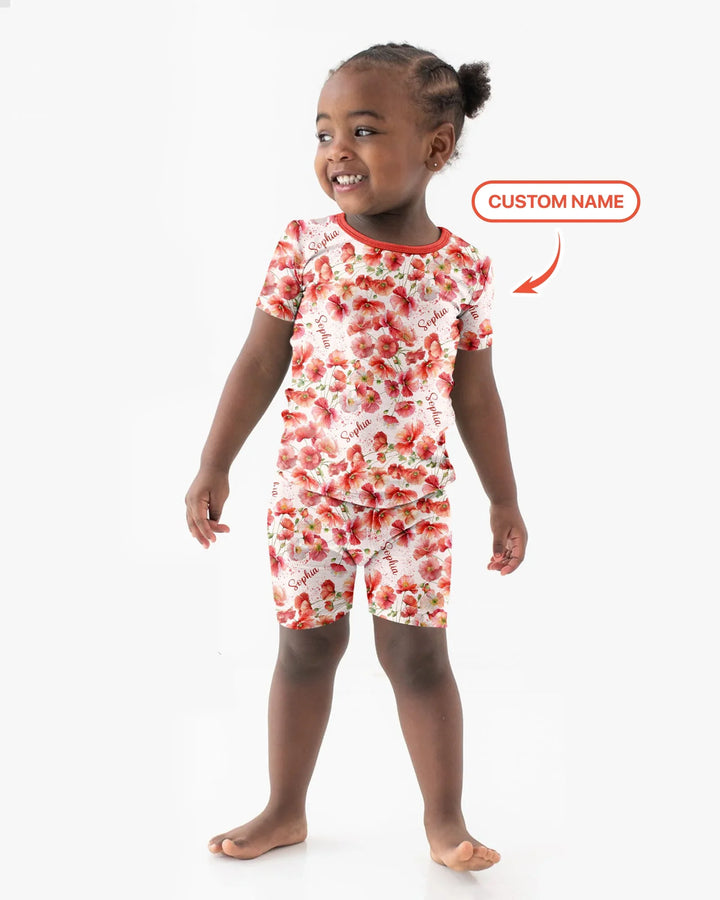 Zweiteiliges Pyjama-Set mit kurzen Ärmeln und Shorts im Sommer-Design