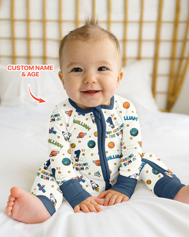 Birthday Trip Around The Sun Custom Name & Age Bamboo Convertible Zippy