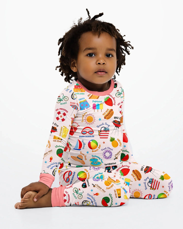 Zweiteiliges Langarm-Pyjama-Set mit Sommerfrüchten