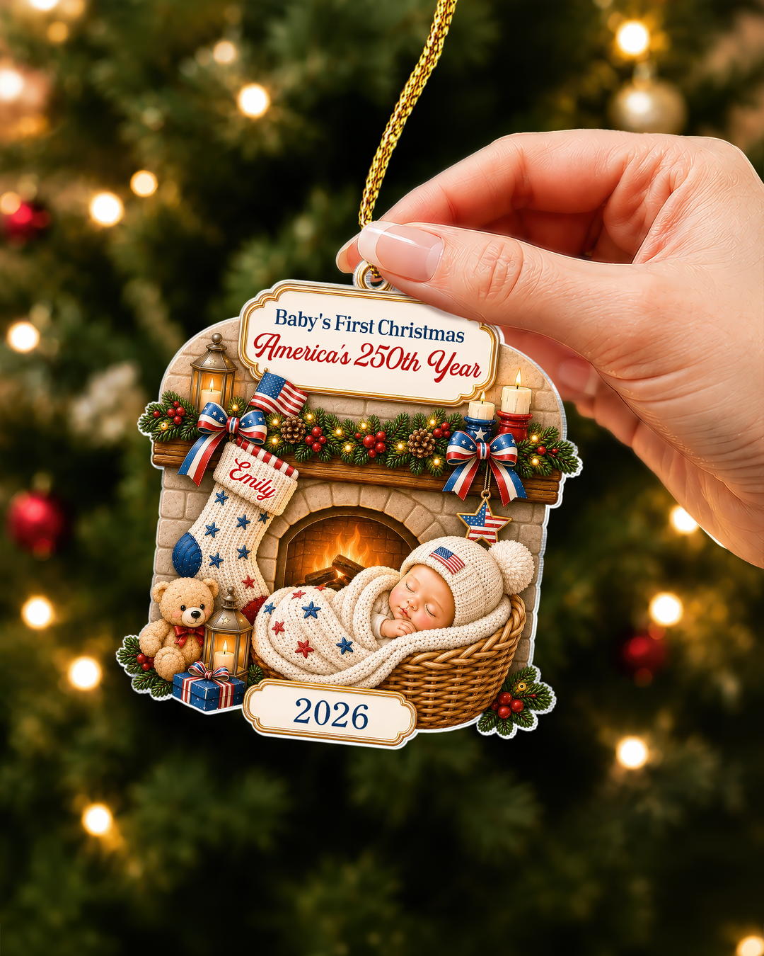 Baby's 1st Christmas 250th America's Anniversary Acrylic Ornament