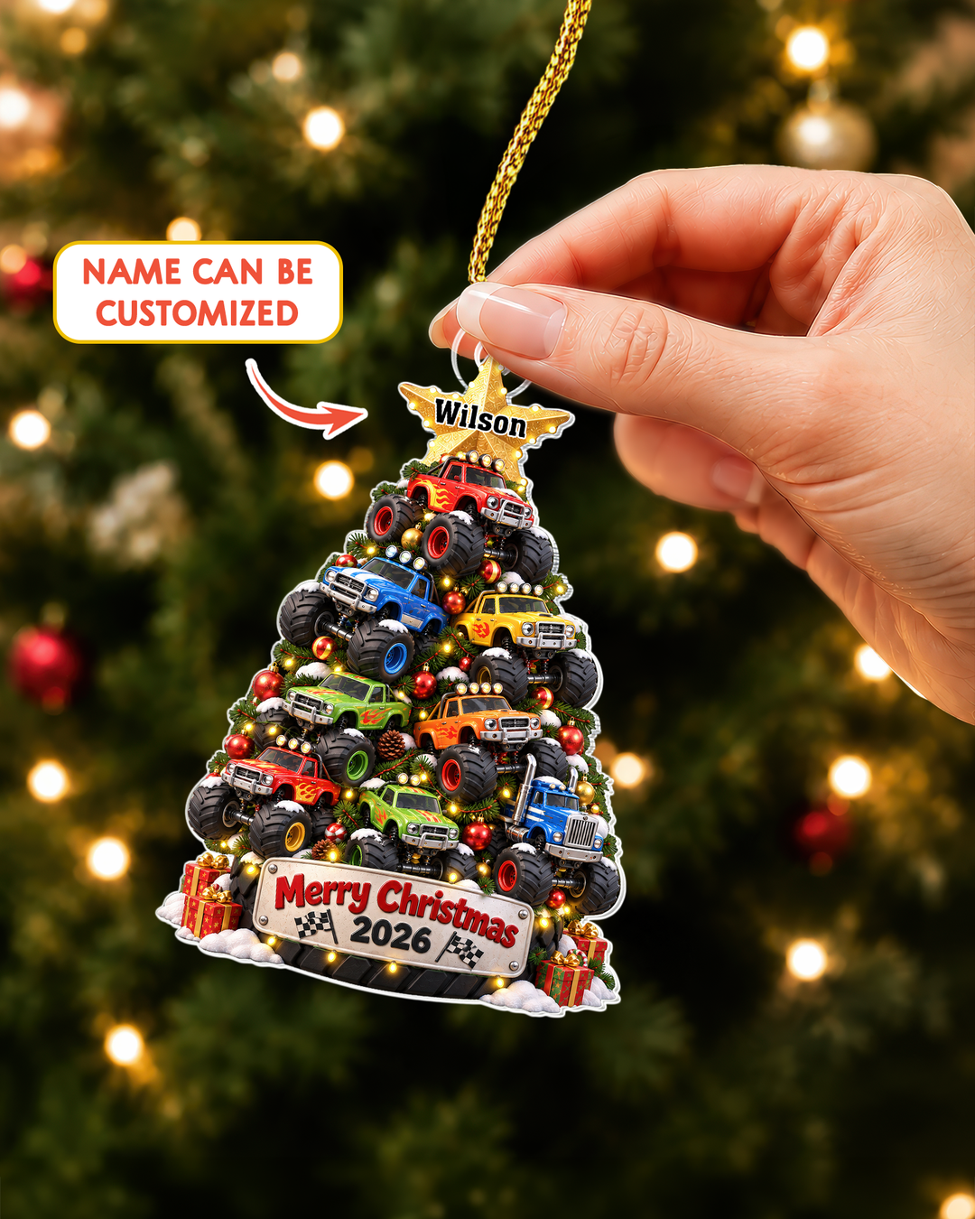Monster Truck Christmas Acrylic Ornament