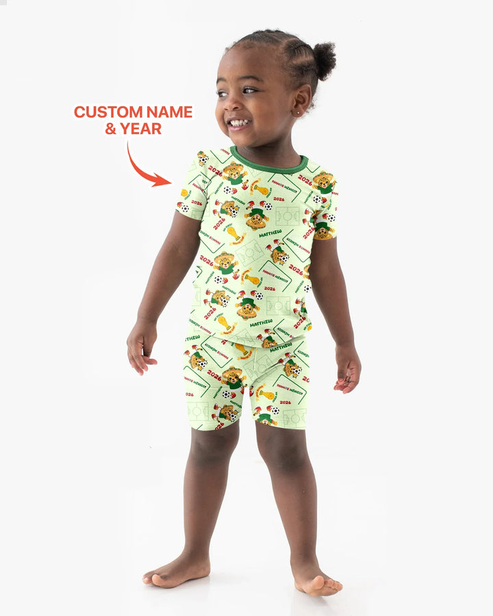 Zweiteiliges Pyjama-Set mit kurzen Ärmeln und Shorts im Sommer-Design