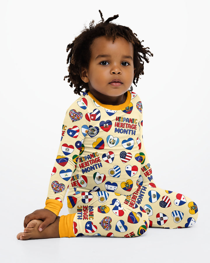Country Flags Hispanic Heritage Month Bamboo Two Piece Long Sleeve Pajama Set