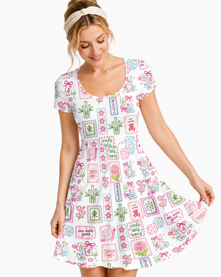 Cracks, Dots & Bams Mommy & Me Matching Bamboo Women’s Short Sleeve Twirl Dress