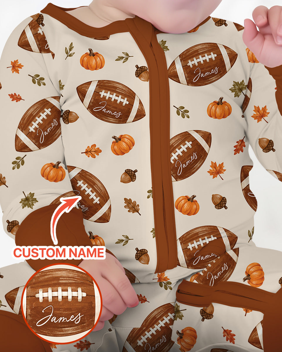 Custom Name Football Season Happy Fall Bamboo Convertible Zippy