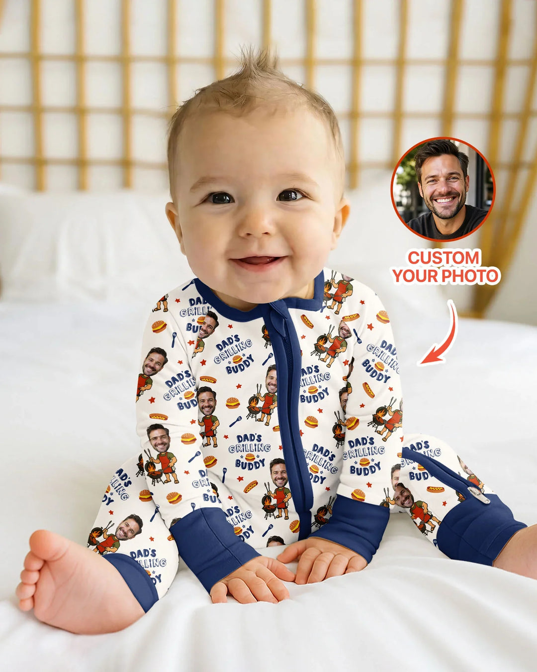 Gerippte Babykleidung mit individuellem Foto - Weich &amp; Skizzenhaft