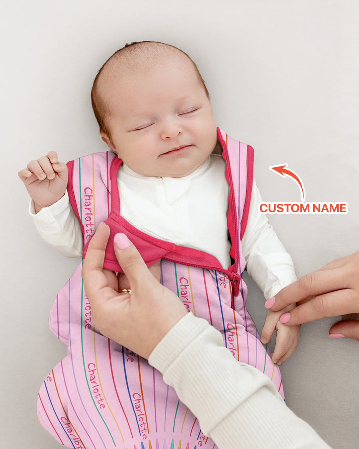 Custom Name Crayon Lines Bamboo Sleep Bag