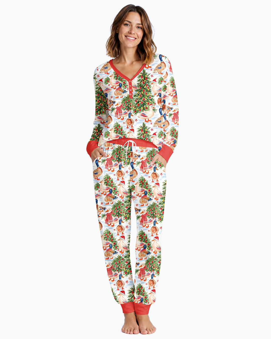 Christmas and Duck Bamboo Women Pajama Set