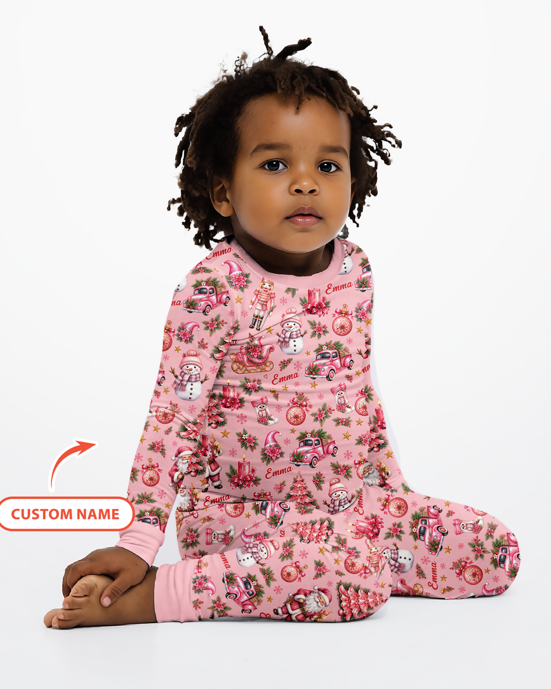 Christmas Tree Pinky Bamboo Two Piece Long Sleeve Pajama Set