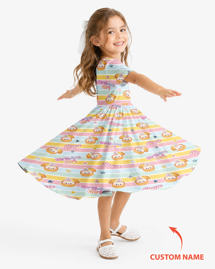 Custom Dumpling Birthday Girl Bamboo Twirl Dress
