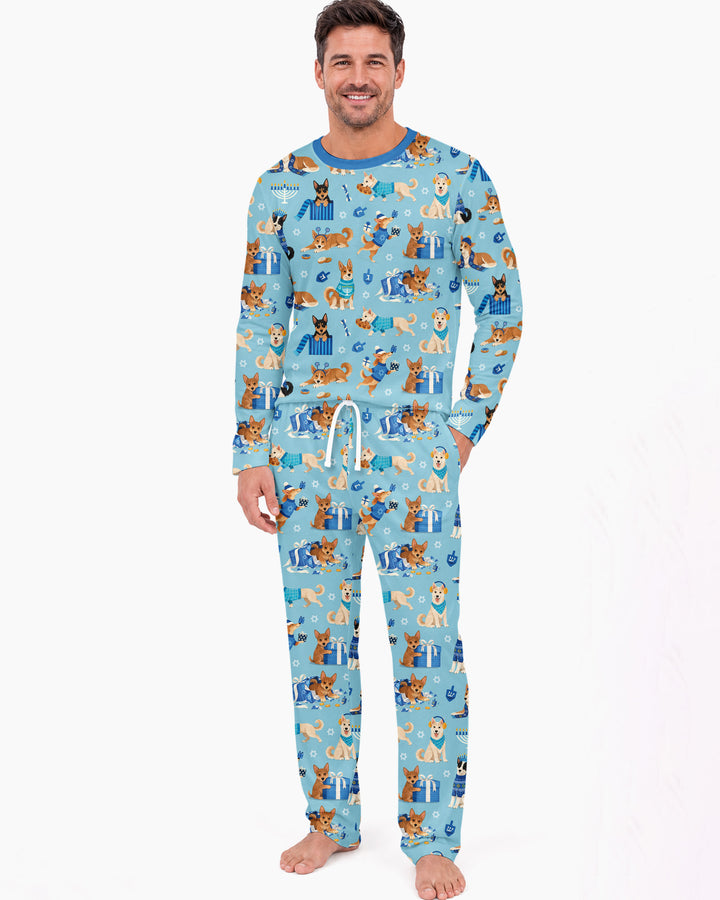 Hannukkah Protected by A Canaan Dog Bamboo Men's Pajama Set
