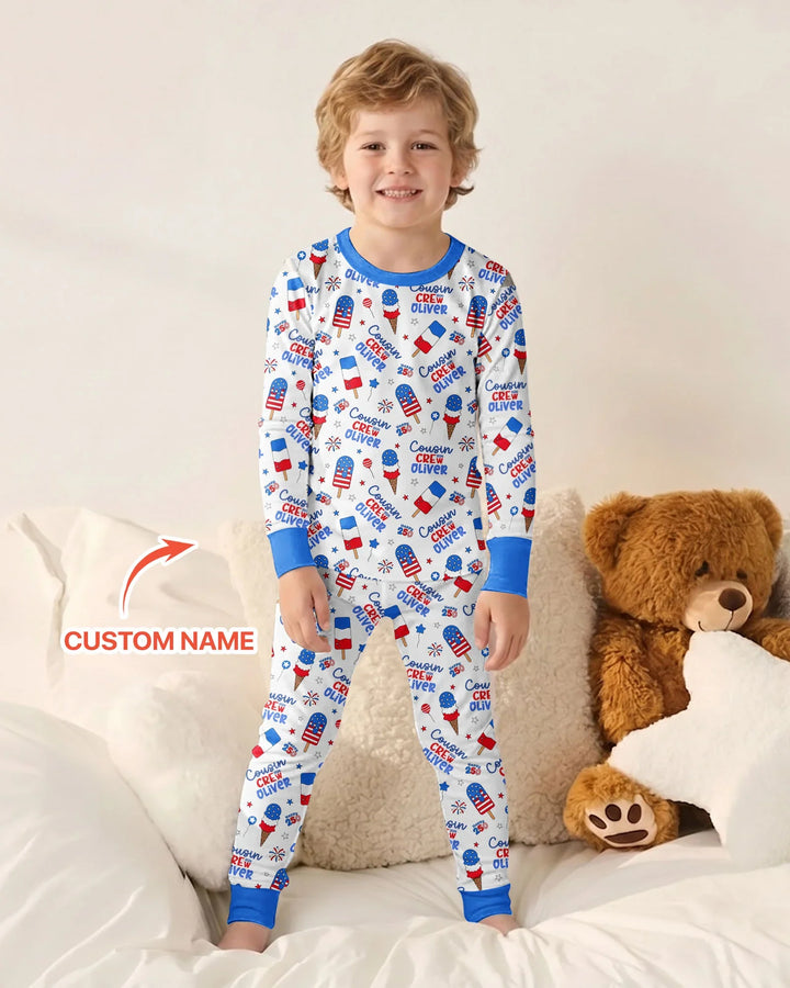 Zweiteiliges Langarm-Pyjama-Set mit Sommerfrüchten