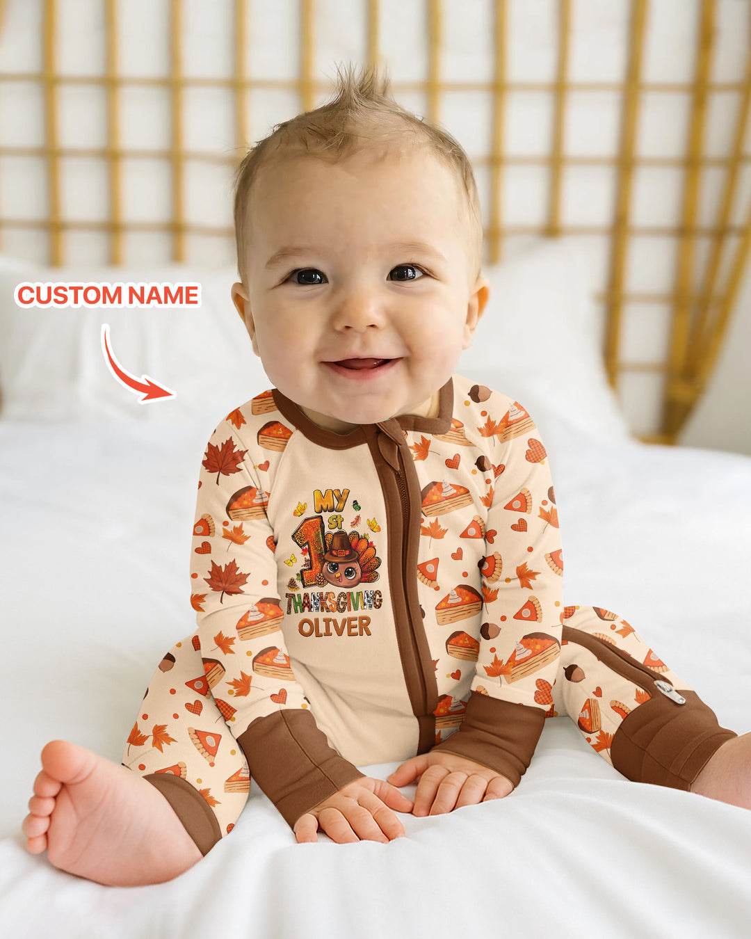 Custom Name My First Thanksgiving Bamboo Convertible Zippy
