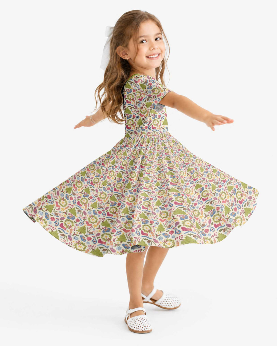 All Over Christmas Fun Bamboo Twirl Dress