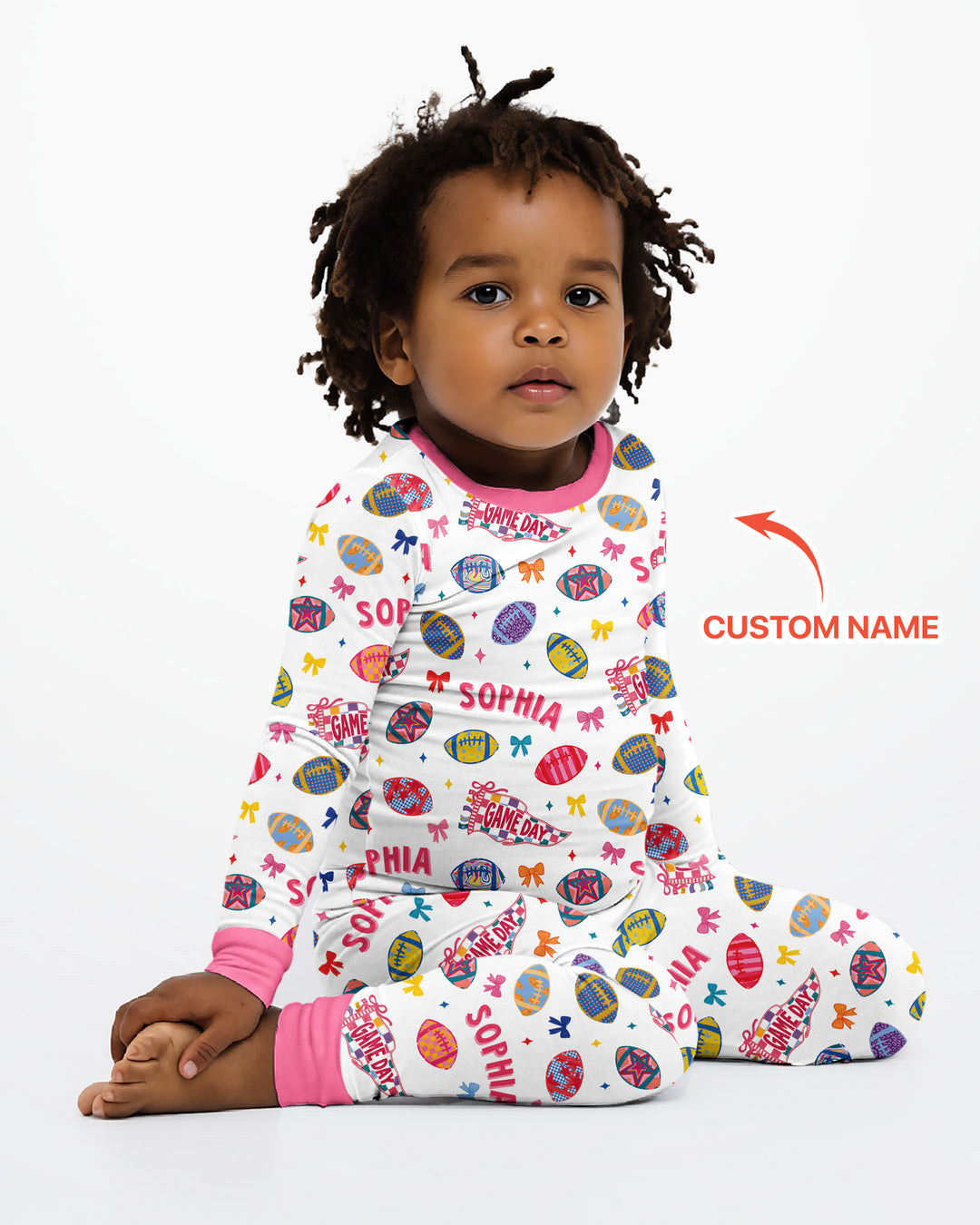 Custom Name Game day Bamboo Two Piece Long Sleeve Pajama Set