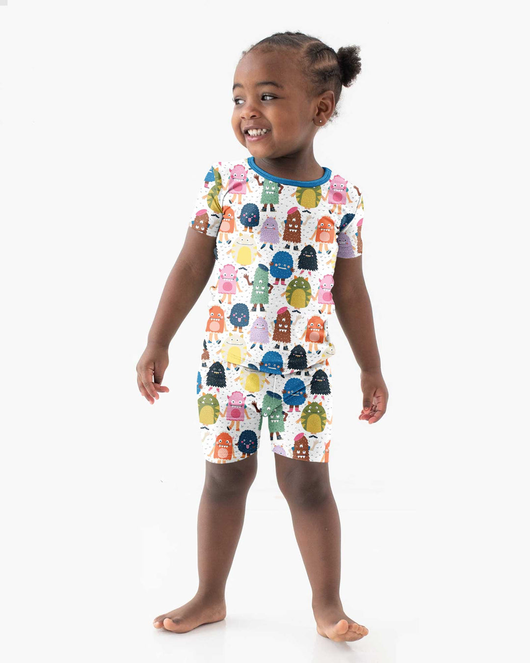 (Not So) Scary Monsters Bamboo Two Piece Short Sleeve Shorts Pajama Set