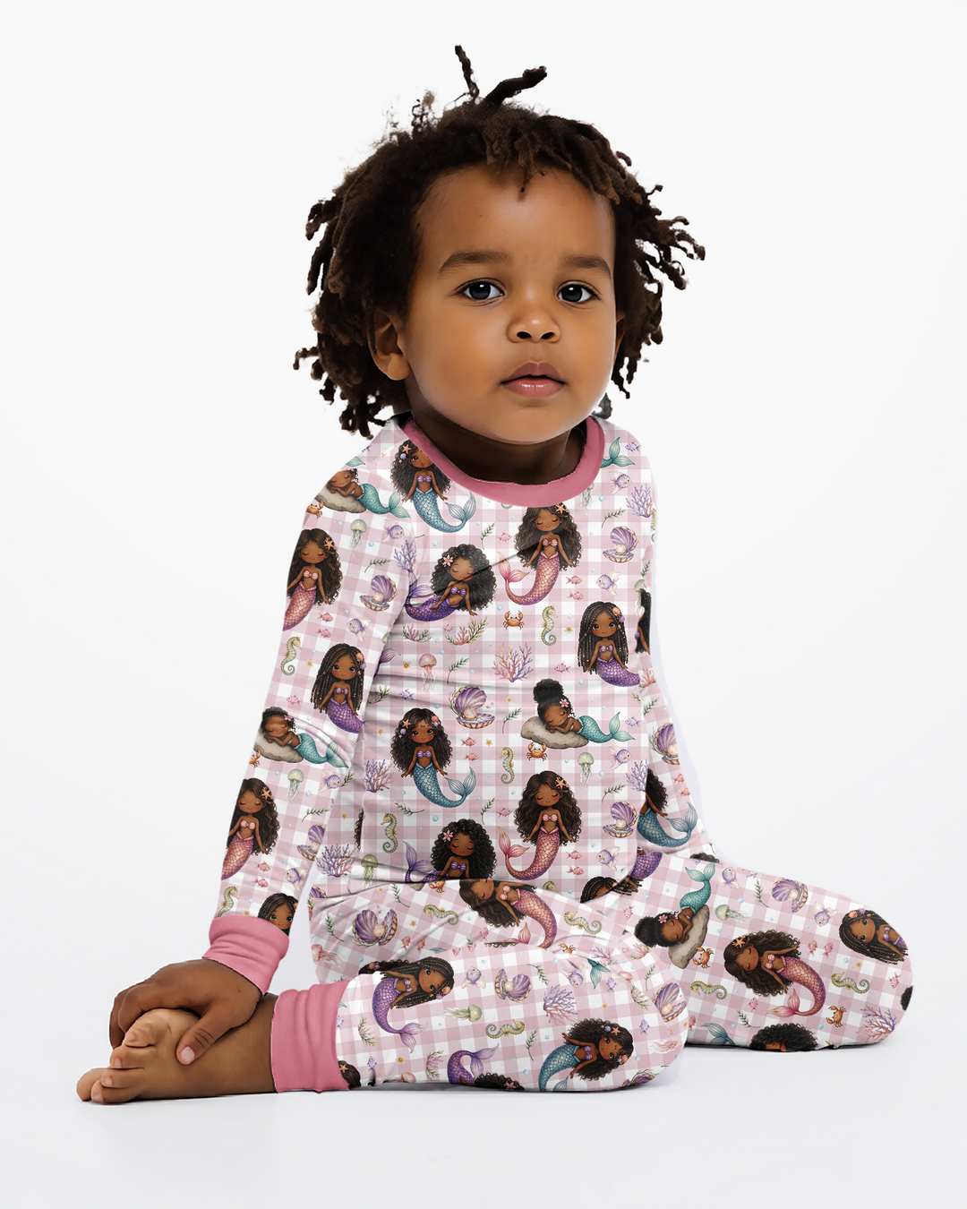 Black Mermaid Bamboo Two Piece Long Sleeve Pajama Set