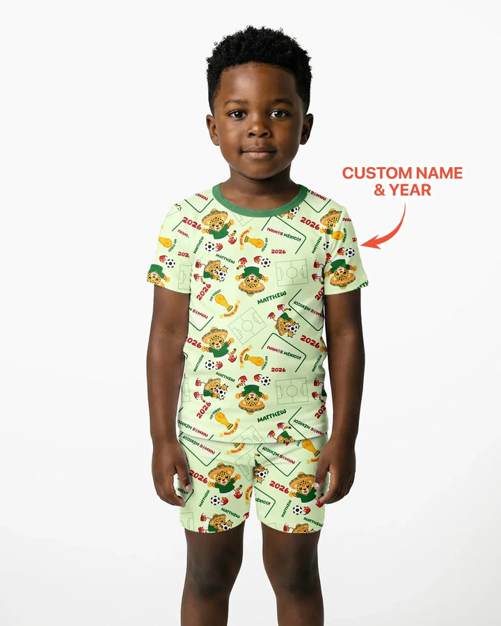 Zweiteiliges Pyjama-Set mit kurzen Ärmeln und Shorts im Sommer-Design