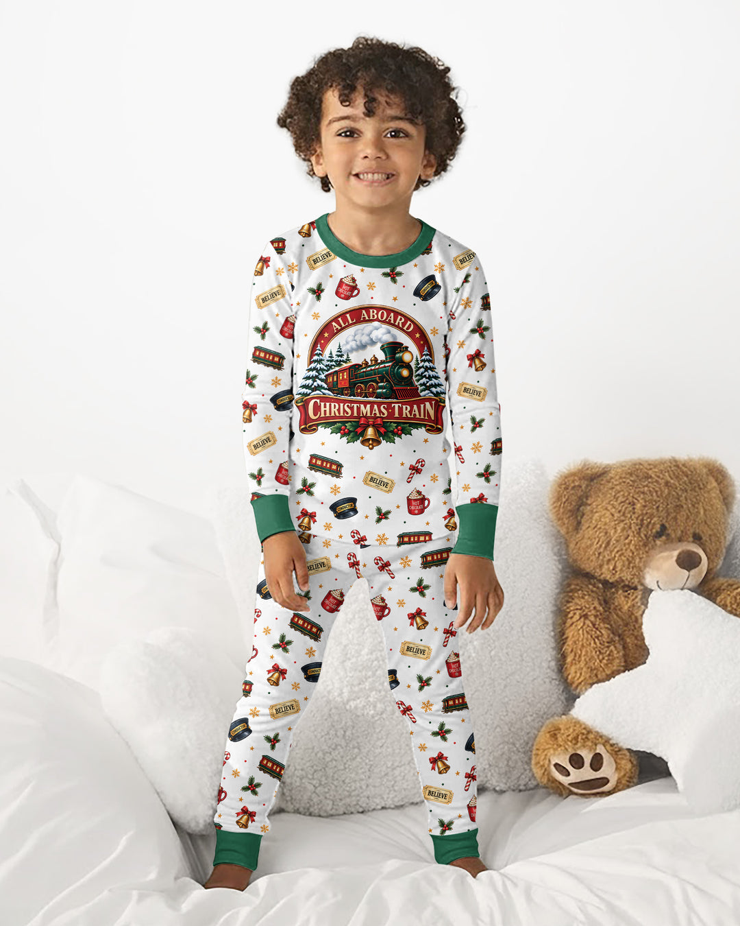 All Aboard Christmas Express Bamboo Two Piece Long Sleeve Pajama Set