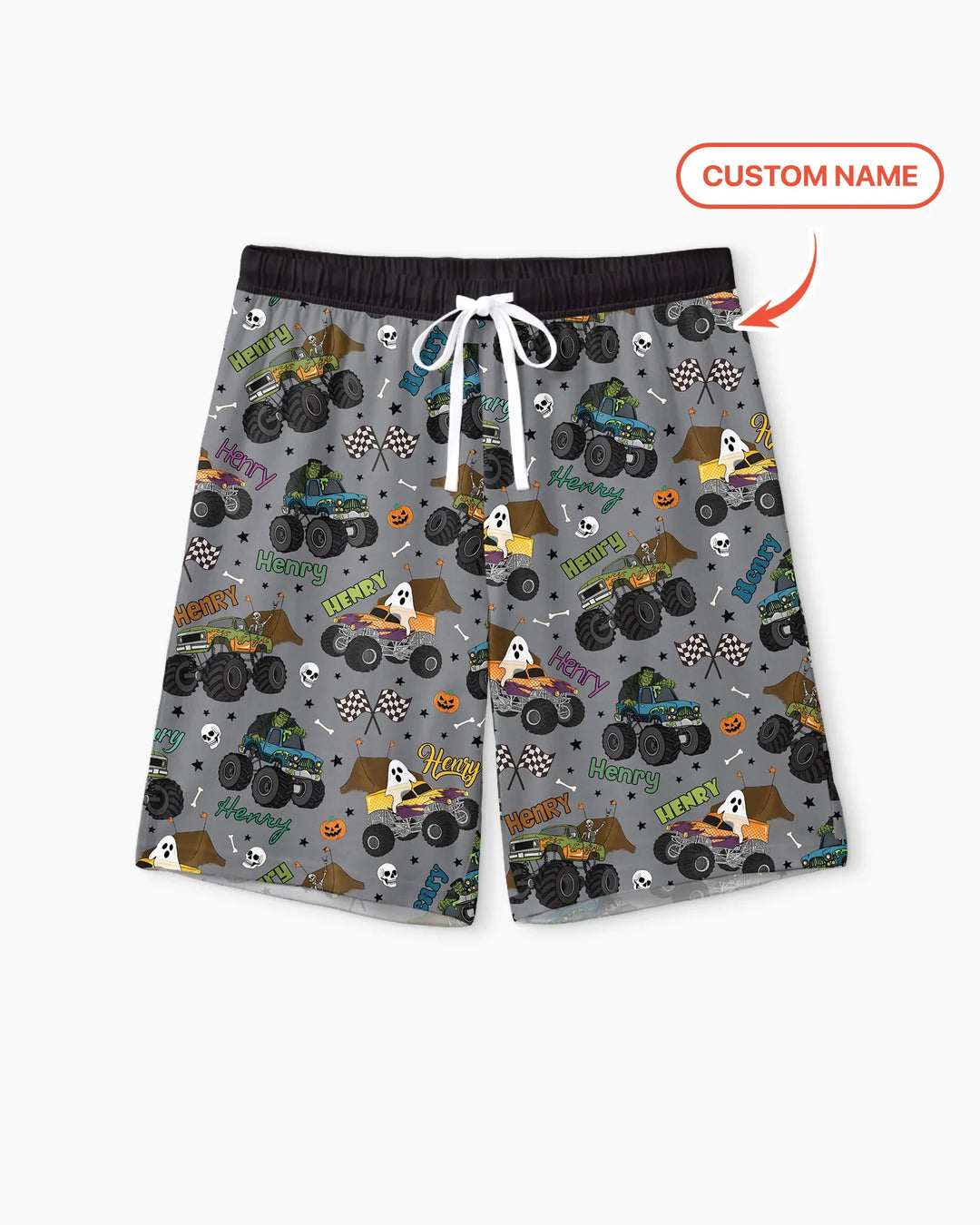 Custom Name Halloween Creepy Crusher Family Matching Bamboo Men Short Sleeve Short Pajama Set
