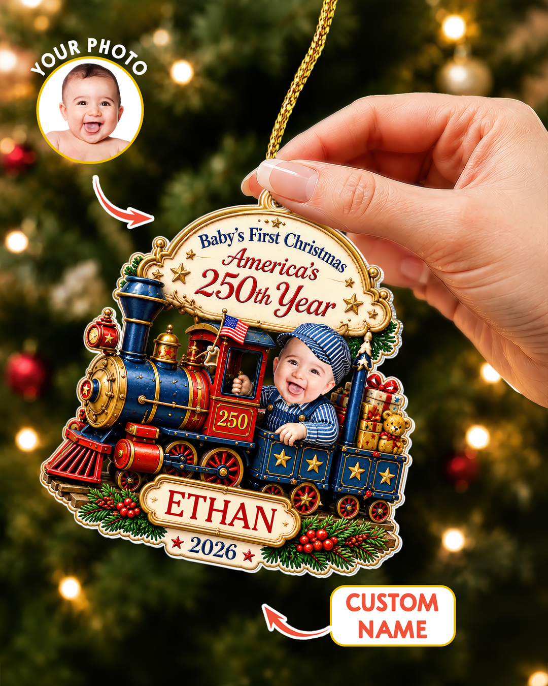 Christmas Train Baby Acrylic Ornament