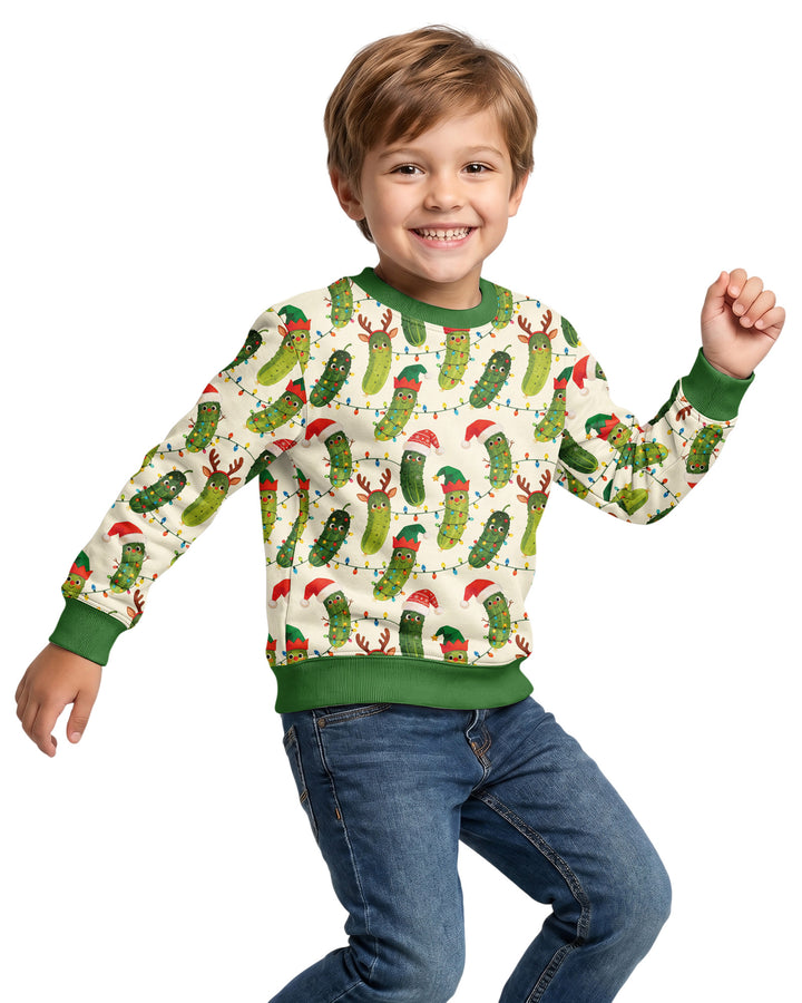 Cheerful Christmas Pickle Bamboo Crewneck Sweatshirt