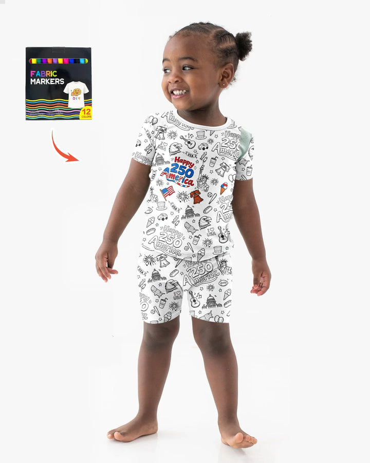 Schlafanzug-Set zweiteilig, kurze Ärmel, kurze Hose, Bambus