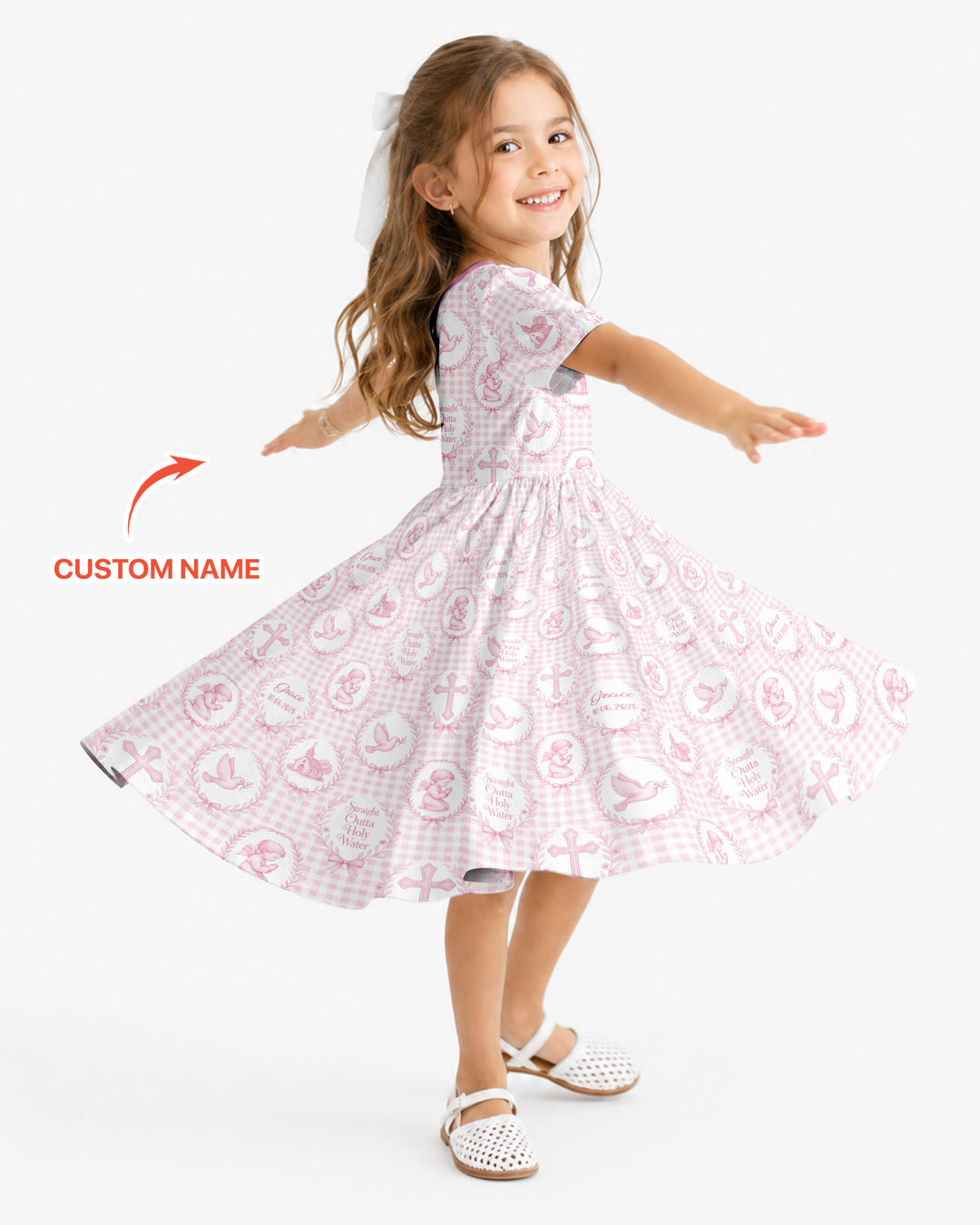 Custom Name Baptism Straight Outta Holy Water Bamboo Twirl Dress