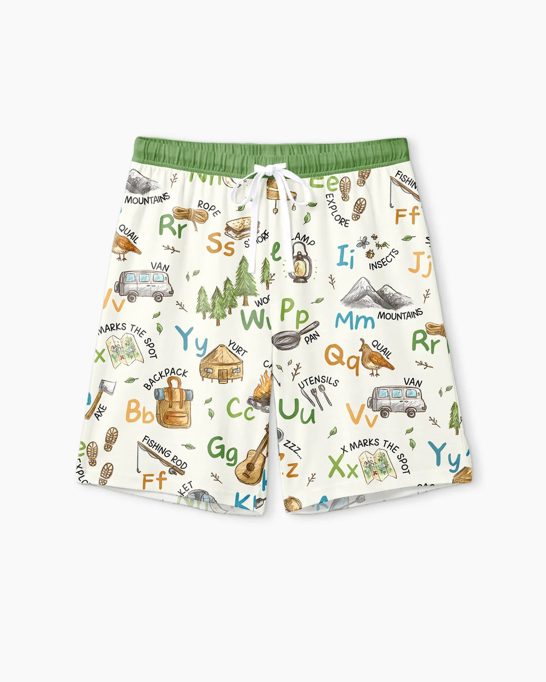 Adventure Alphabet ABCs Summer Camp Bamboo Men Short Sleeve Short Pajama Set