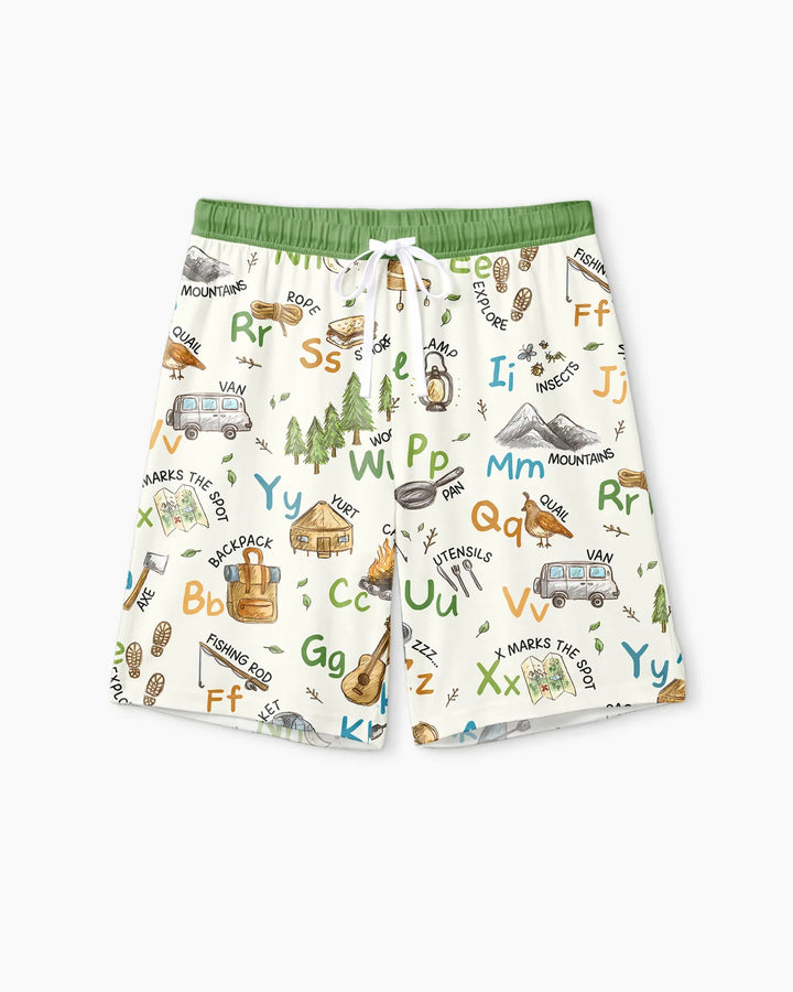 Adventure Alphabet ABCs Summer Camp Bamboo Men Short Sleeve Short Pajama Set